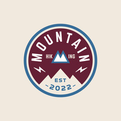 Mountain Circle Emblem With Letter M Icon Vintage Retro Style