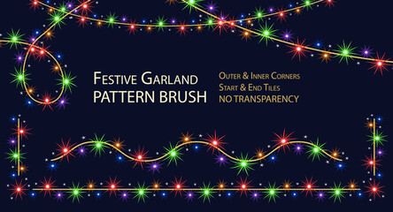 Pattern seamless brush with festive colorful garland.
