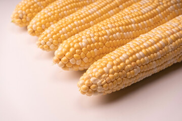 Yellow corn isolated on white background. Copyspace.
