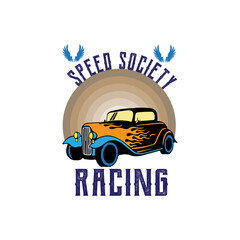 Car illustration design, racing t-shirt vector design