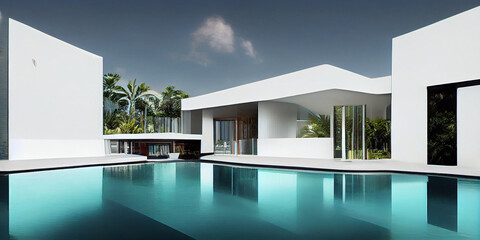 Fototapeta na wymiar Luxury modern villa with swimming pool