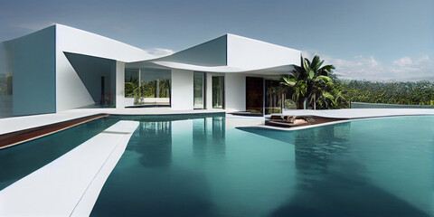 Fototapeta premium Luxury modern villa with swimming pool