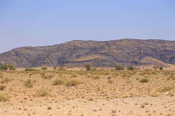 Namibian landscape along the gravel road. Sossusvlei, Namibia.