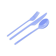 Isometric Cutlery icon. Spoon, forks, knife. restaurant business concept, vector illustration. Fork spoons and knife