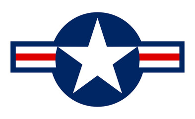 United States of America Air force flag ribbon vector illustration isolated. Proud military symbol of USA aviation. National coat of arms of USA aviation soldier troops. Patriotic air plane emblem.