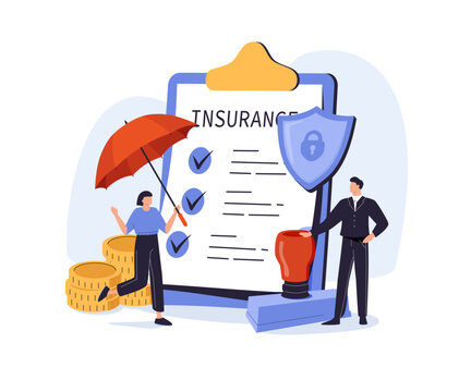 Insurance agent web banner or landing page. Idea of protection of property and life from damage. Contract formation