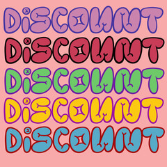 colored isolated discount words set in cartoon flat style