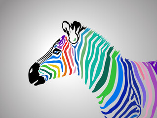 A Colorful Stripes Zebra Illustration