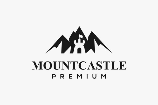 black mountain logo with castle negative space