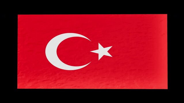 Close-up of Turkey's flag isolated by alpha channel ( transparent background ), You can put the background that you see fit for the clip to enhance video presentation or film project