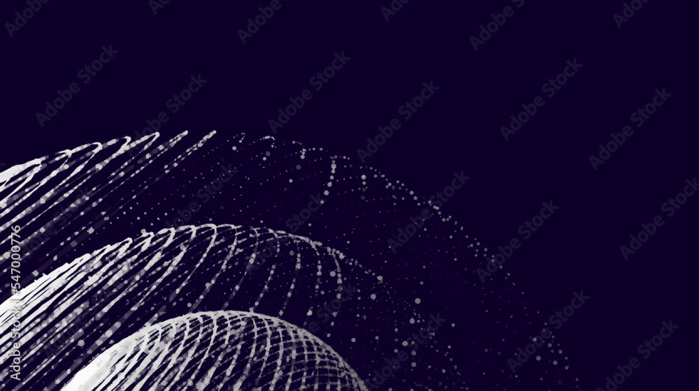 Poster technology grid sphere. blue sphere consisting of points and lines. modern wireframe elements. vecto