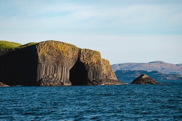 Beautiful view of the Fingal's Cave, Sea cave in Staffa Island Scotland.