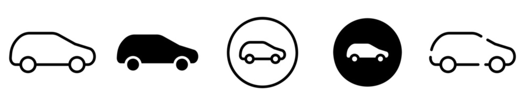 Conjunto de iconos de automóvil. Carro, coche. Concepto de vehículo de transporte. Automóvil de diferentes estilos