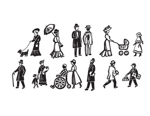 set of victorian people