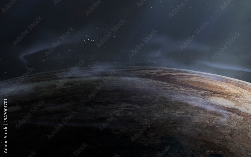 Poster 3d illustration of jupiter gas clouds. 5k realistic science fiction art. elements of image provided 