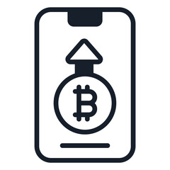 bold outline icons related to bitcoin. bitcoin currency and finance.