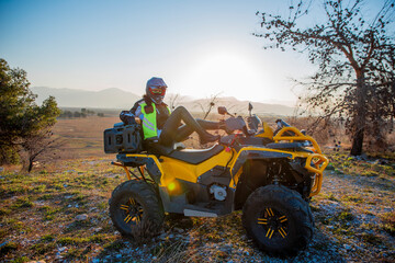 Fototapeta premium Girl riding a quad bike