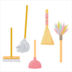 Cleaning. Detergents and cleaning products for house cleaning. Household. Vector illustration isolated on white background