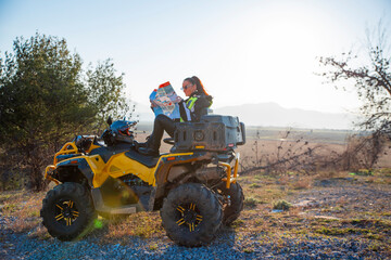 Fototapeta premium Girl riding a quad bike