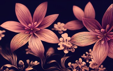 Fototapeta na wymiar textile flowers on a dark background