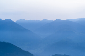 Minimalist landscape, water, sky, moon, mountain