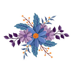 blue purple flower arrangement watercolor illustration