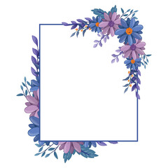 Obraz premium blue purple flower arrangement watercolor illustration