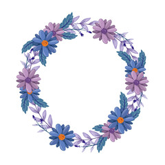 blue purple flower arrangement watercolor illustration