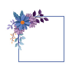 Obraz premium blue purple flower arrangement watercolor illustration