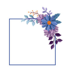 blue purple flower arrangement watercolor illustration