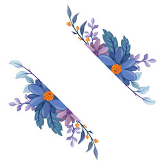 Obraz na płótnie Canvas blue purple flower arrangement watercolor illustration