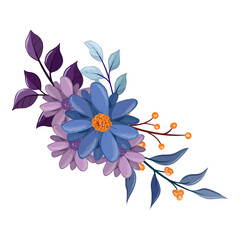blue purple flower arrangement watercolor illustration