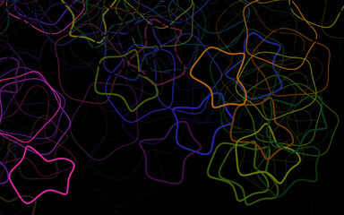 Dark Multicolor vector backdrop with memphis shapes.