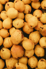 Pears close up background.