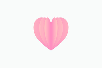 pink heart on white paper abstract background with sky and line design for valentine's day festival, Mother´s day, poster heart, banners, gift card. Vector illustration. paper art style.