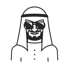 Arabic muslim man and woman linear icons. Saudi arab faceless people avatar. line silhouette. Traditional astern arab couple. Outline flat style. Vector