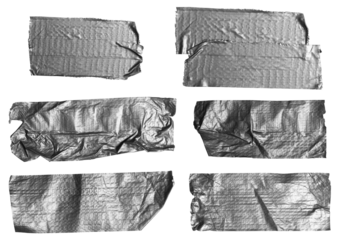 silver tape set of six different tapes png isolated on transparent background