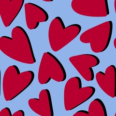 Valentines hearts seamless cartoon pattern for wrapping and kids clothes print and fabrics and gift box