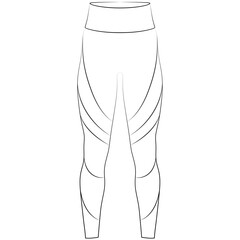 Fitness workout, sporty women legging clothing. Sport leggins gym clothing, fitness outfit women sportswear. Sketch drawing, contour lines drawn Leggings from the front