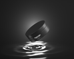 3d mockup cosmetics bottle, cream bottle, with podium, black cream bottle