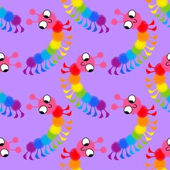 Cartoon animals seamless caterpillar pattern for wrapping paper and fabrics and linens and kids clothes print