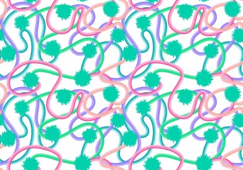 Naklejka premium Cartoon ribbons seamless fluffy objects and stickers pattern for wrapping paper and fabrics fabrics linens