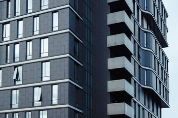 Obraz premium Contemporary corporate building, minimal straight shape building. Architectural texture