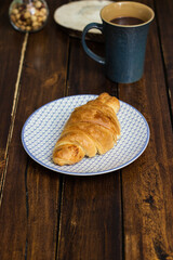 Yummy freshly croissant with chocolate