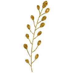 Gold Glitter Hand Drawn Flower Leaves Decorative Element