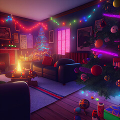 Christmas Tree Living Room Scene