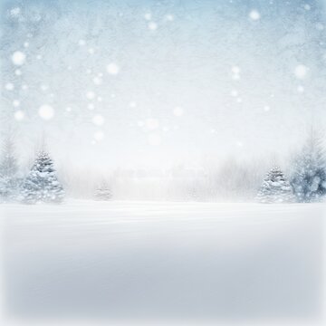 White snowy winter wonderland background. Trees barely visible through the snow.
