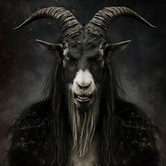 Black metal GOAT. Surreal concept animal portrait art. 