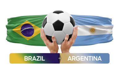 Brazil vs Argentina national teams soccer football match competition concept.