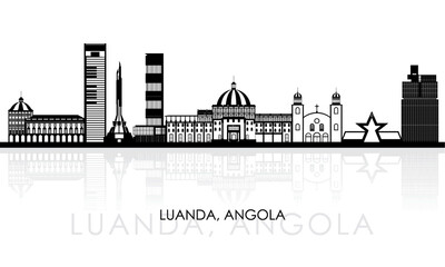 Silhouette Skyline panorama of city of Luanda, Angola - vector illustration